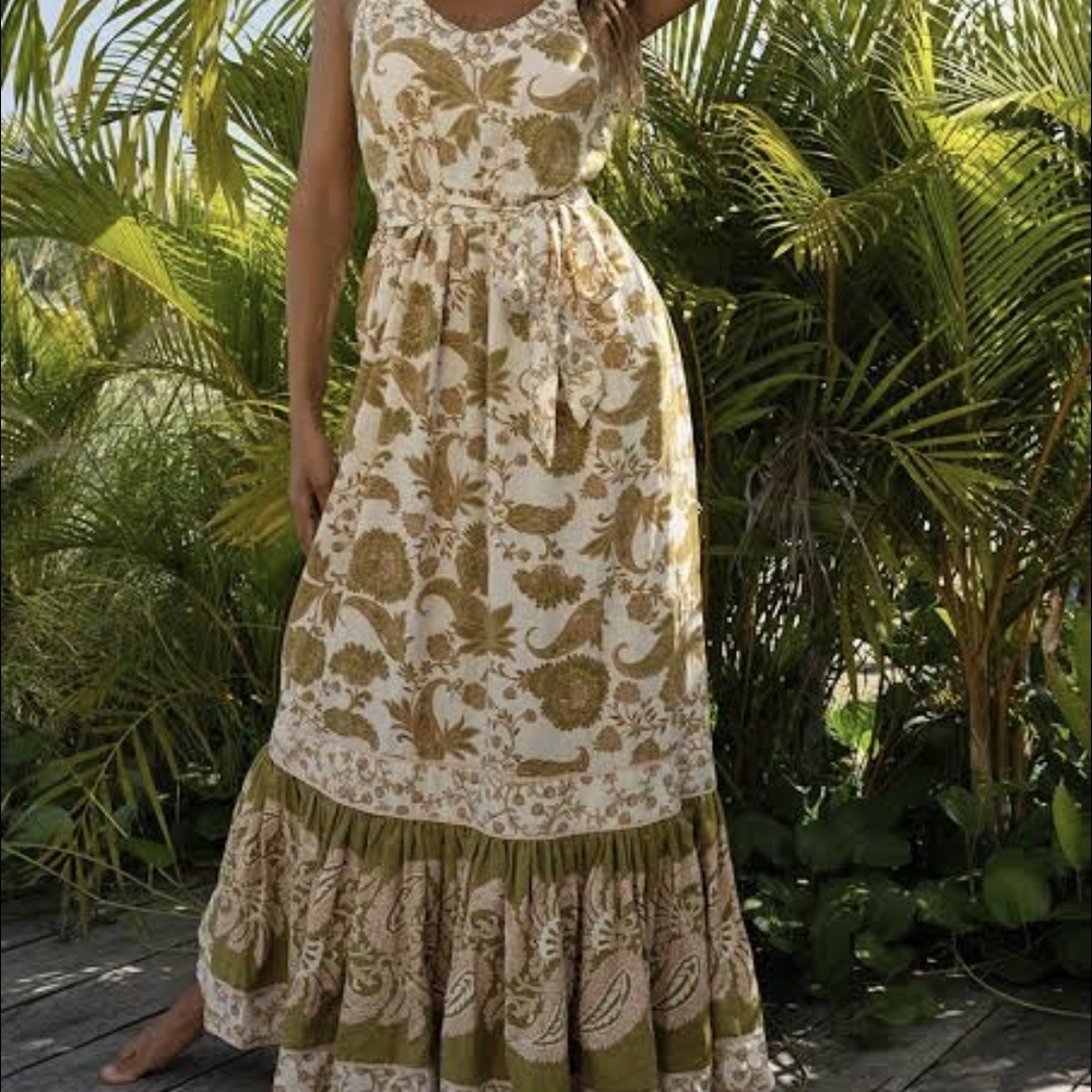 Miss June Wendy Linen Dress Floral Maxi Dress